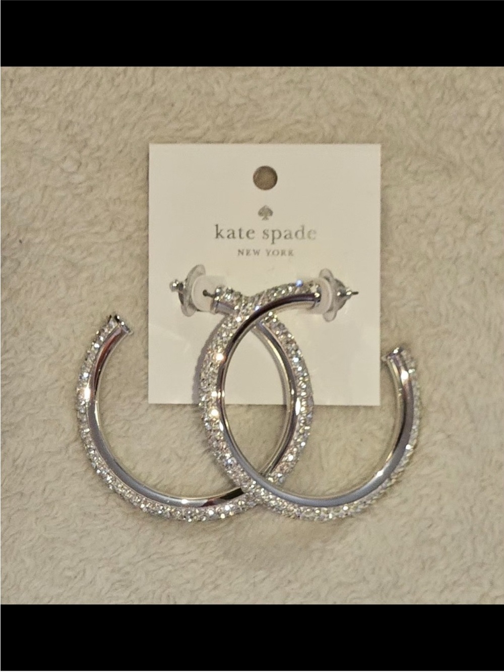 Kate Spade Razzle Dazzle Hoop Earrings – Crystal Pavé Silver Tone | NWT - Picture 7 of 8